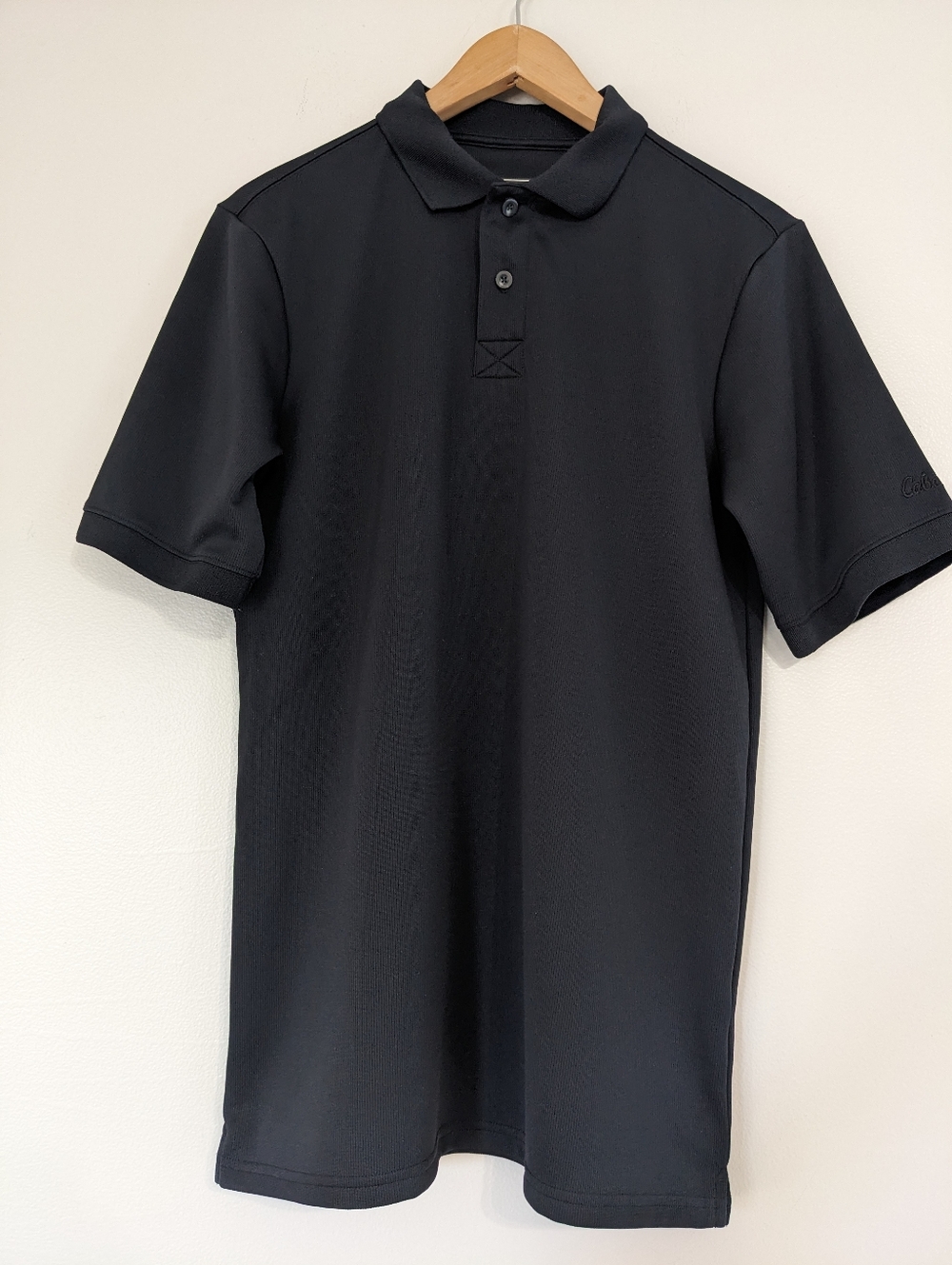 Cabela's Polo Shirt Mens Medium Black Ribbed Logo Outdoor Golf Short Sleeve - Picture 2 of 10